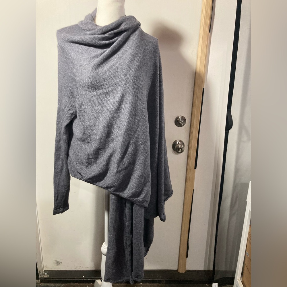 Ruti Cozy Up Wrap Open Cardigan Cotton/Linen Tapered Hem Line Grey One Size - Picture 3 of 11